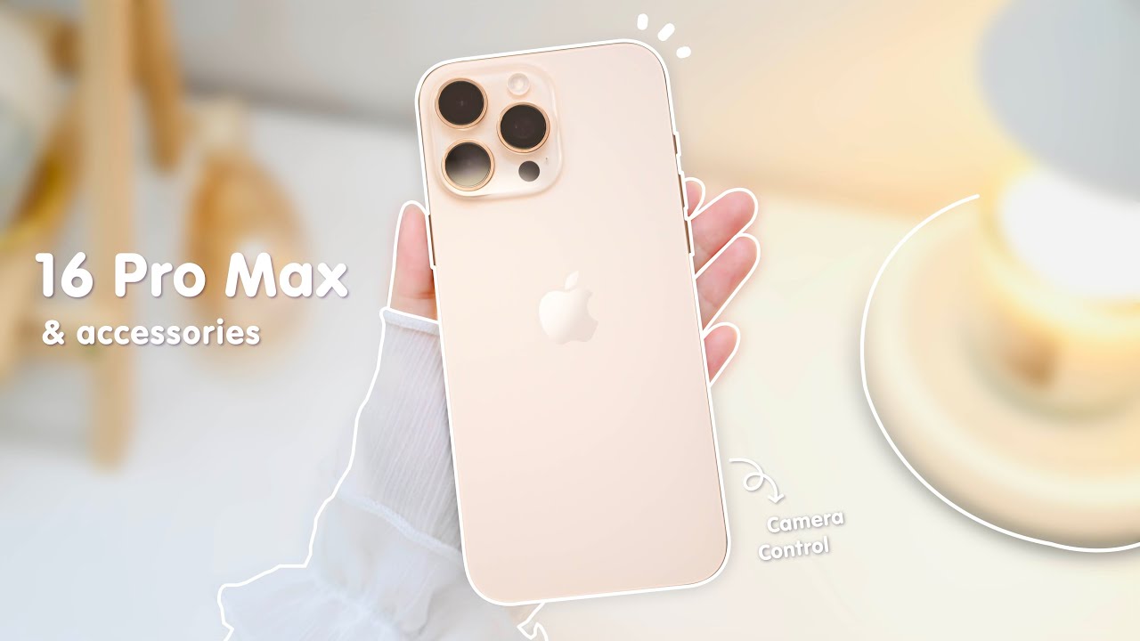 🌟 iPhone 16 Pro Max📱 Desert Titanium 1TB aesthetic unboxing ✨ cute accessories 💕setup| camera test📷