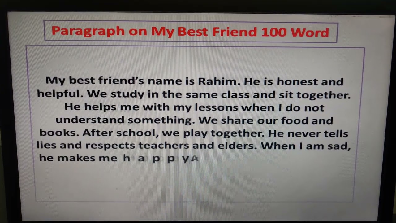 Paragraph On My Best Friend 100 Word