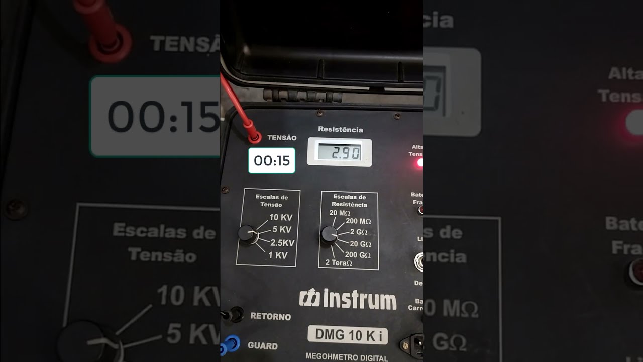 Teste de isolação com megômetro de alta para baixa