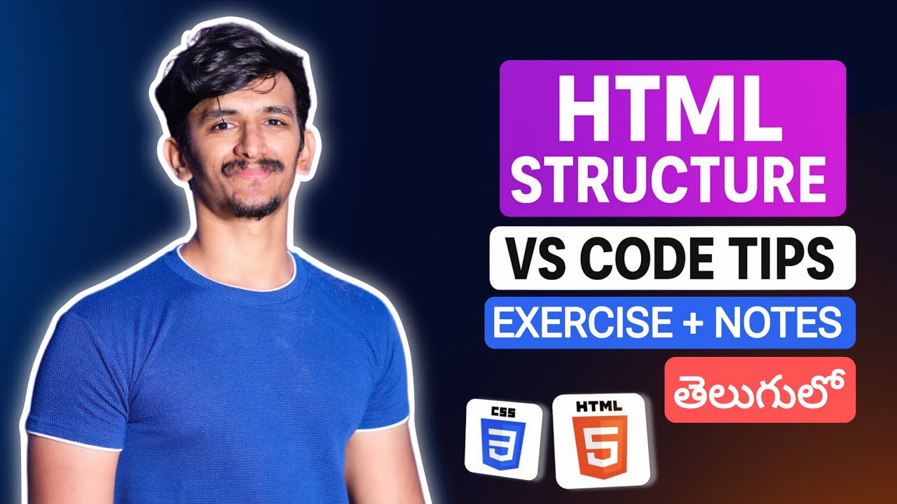 HTML Structure, VS Code Extensions & Google Fonts Full Setup in Telugu for Beginners