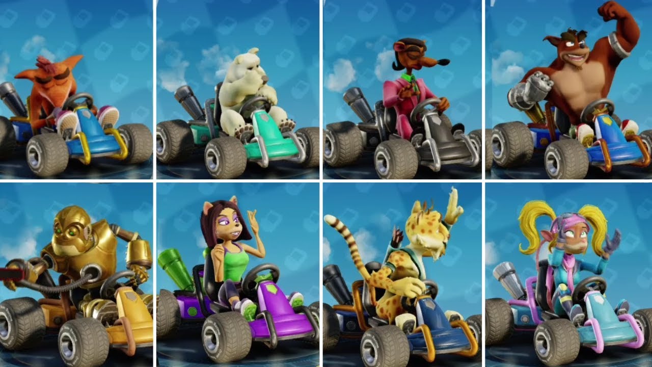 Crash Team Racing: Nitro Fueled - All Characters Idle Animations