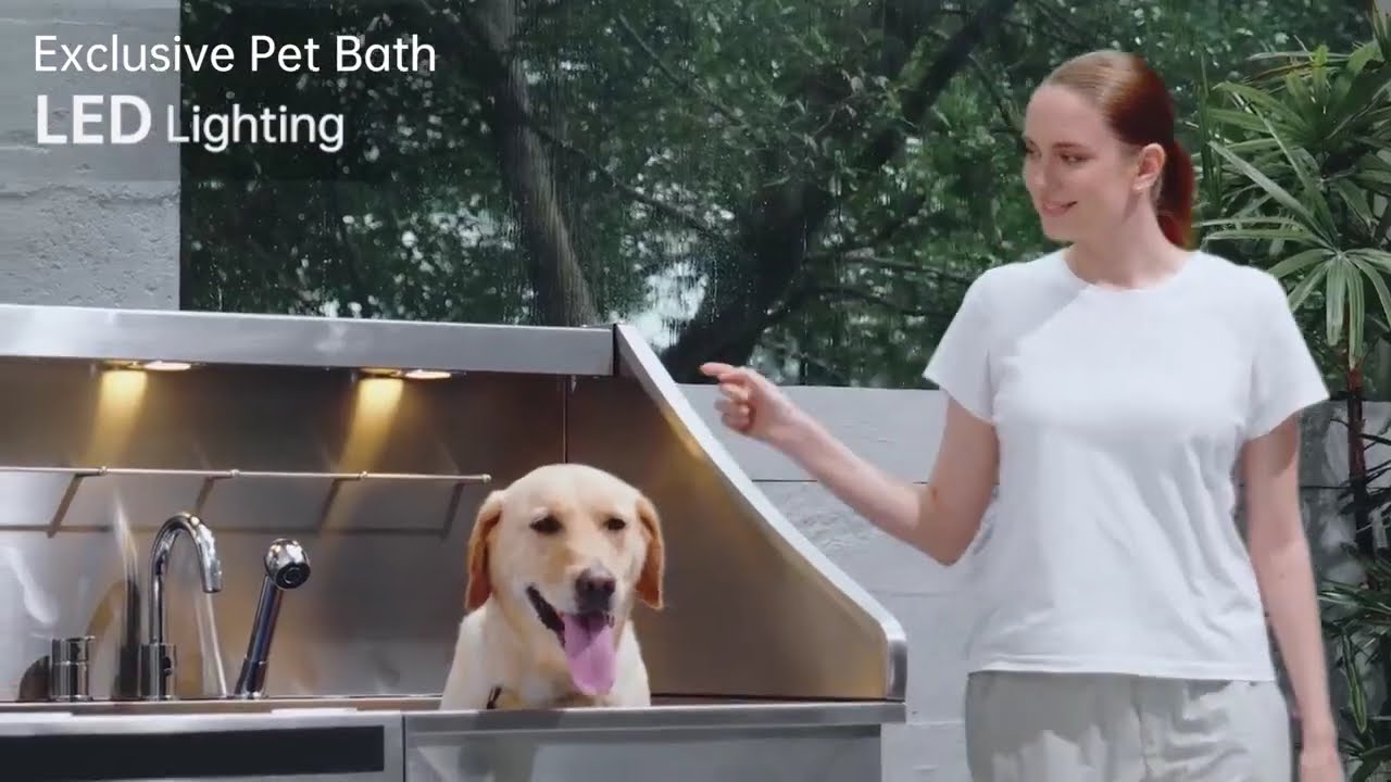 POLIMO LED Professional Stainless Steel Dog Washing Station