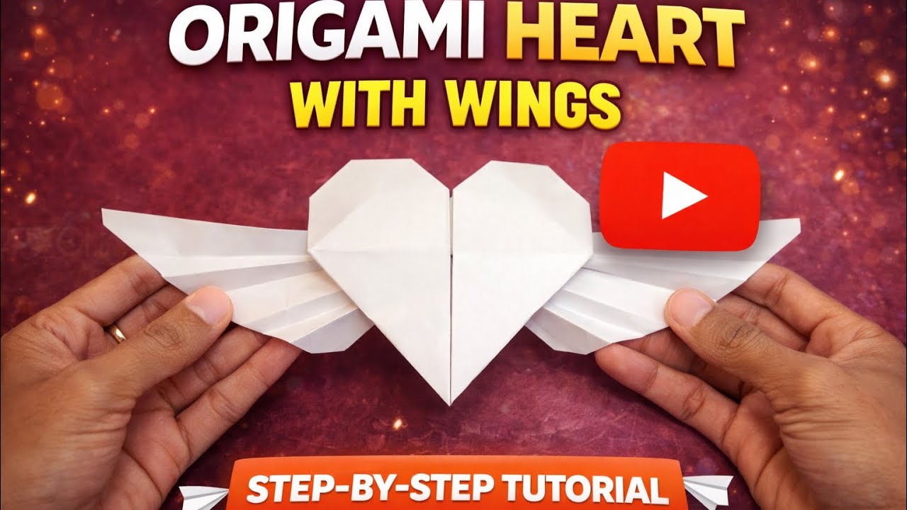 How To Make An Origami Heart with Wings | Long Step-by-Step Paper Folding Tutorial
