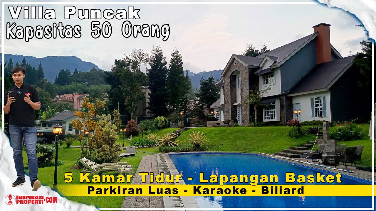 Villa Chrisantum Puncak kapasitas 50 orang dengan halaman luas dan fasilitas lengkap