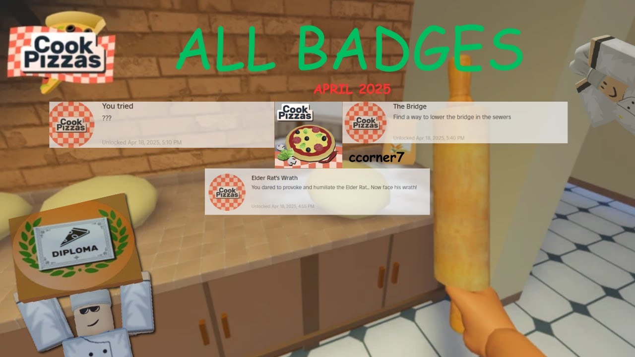 How to get every badge in Roblox Cook Pizzas (APRIL 2025)