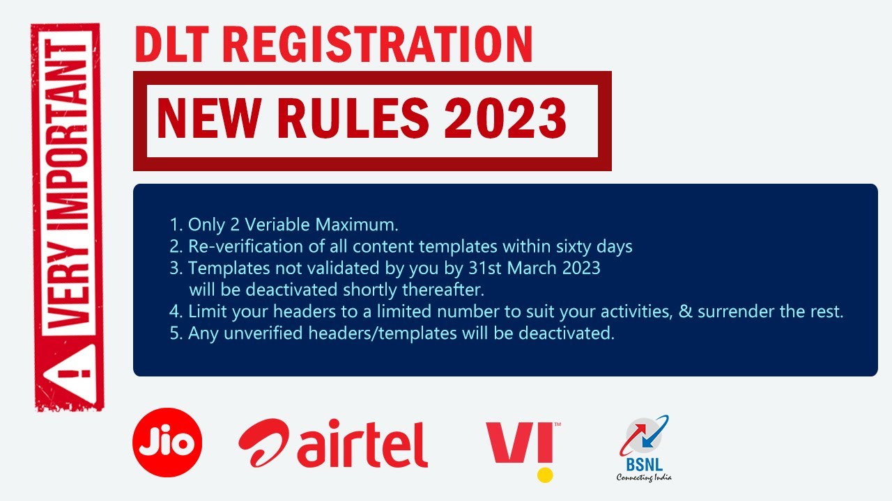DLT Registration TRAI New Rules 2023 | Header | Sender ID | SMS Format | Template Format Jio, Airtel
