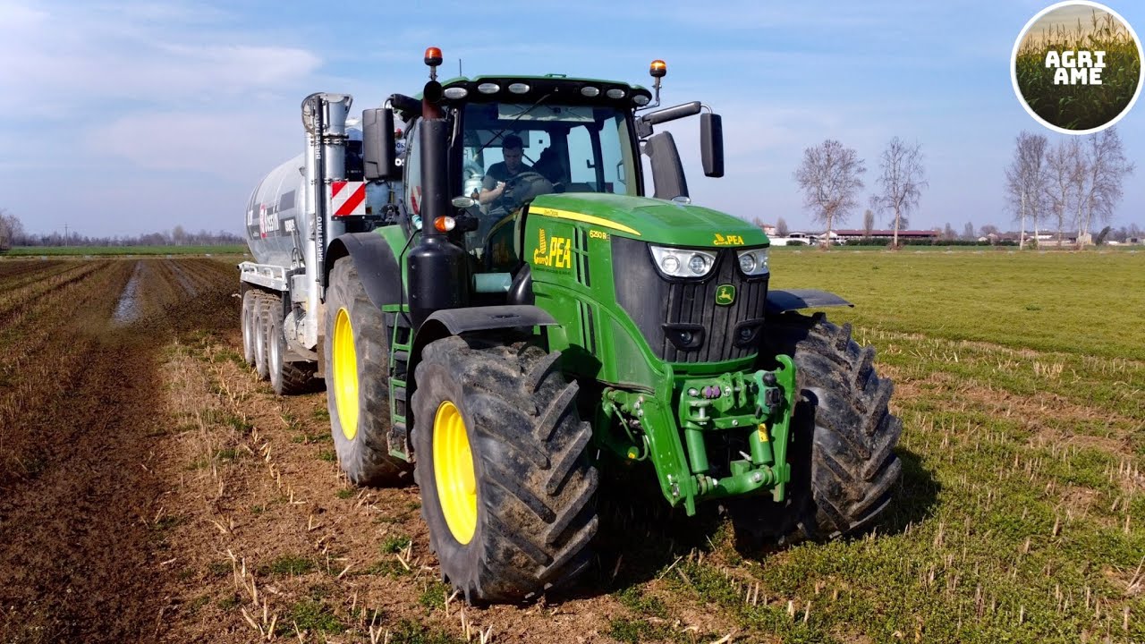 Spargimento liquame | 2x John Deere 6250R + Bossini | Gruppo PEA | Slurry spreading | Agri Ame