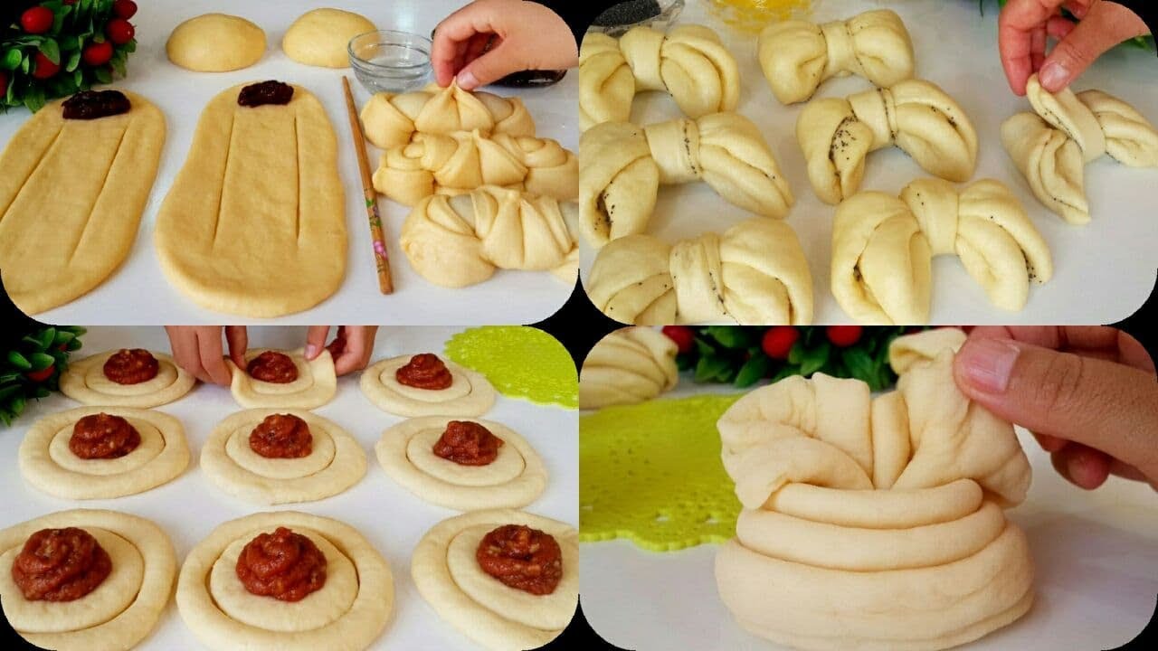 ТОП-4 КРАСИВЫЕ БУЛОЧКИ-2ЧАСТЬ/ВКУСНЫЕ ВОЗДУШНЫЕ БУЛОЧКИ НА КАНАЛЕ MAZZALI OSHXONA/ РЕЦЕПТЫ КУЛИНАРИЯ