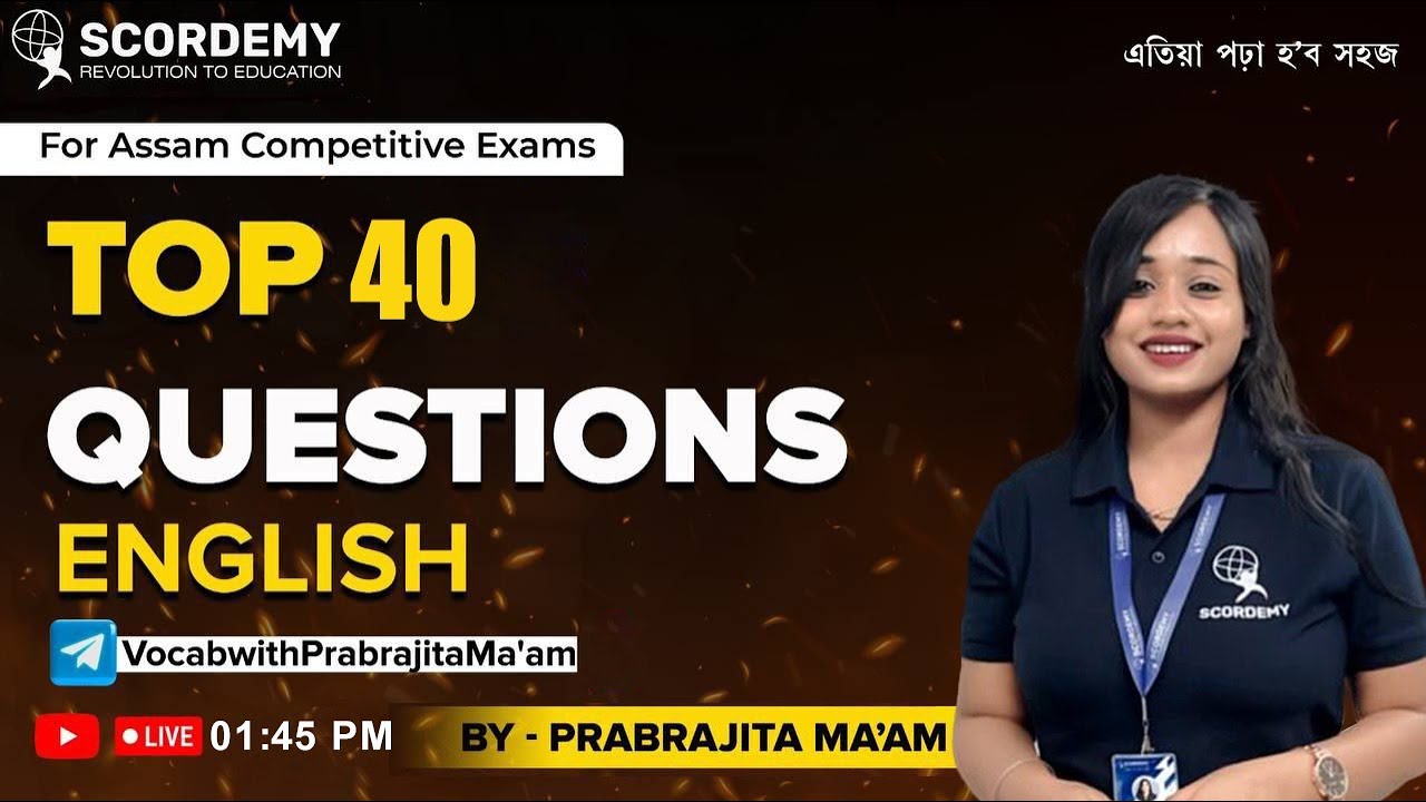 TOP 40 English Questions for Assam Competitive Exams | Scordemy | English MCQs Explained |