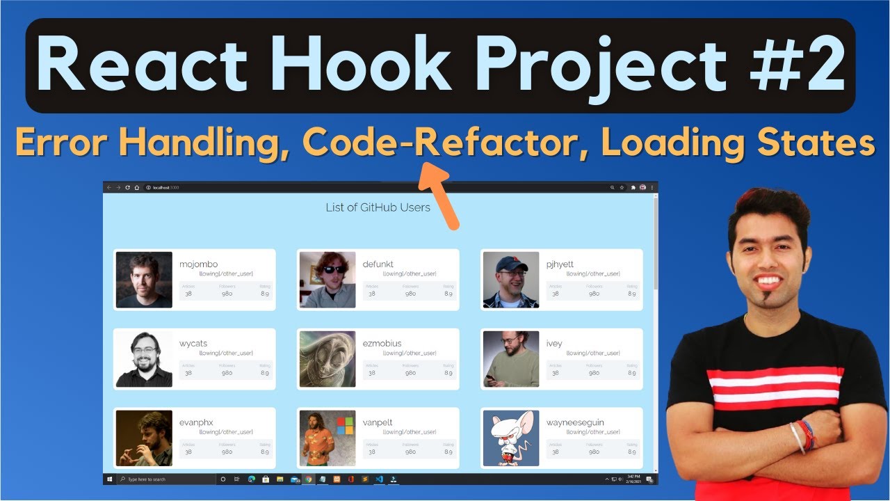 🔴 #2: React Github User Project Code-Refactor and Adding Error Handling, Loading Functionality