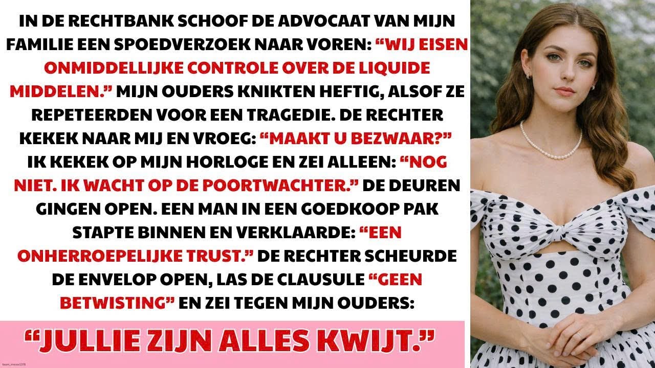 “Jij bent een parasiet!” — Mijn zus eiste de erfenis op — Ik keek op mijn horloge en de trustee…