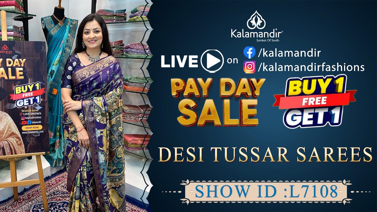 Desi Tussar Sarees - Buy 1 Get 1 | WhatsApp Number 9852 9852 99 | Kalamandir Sarees LIVE