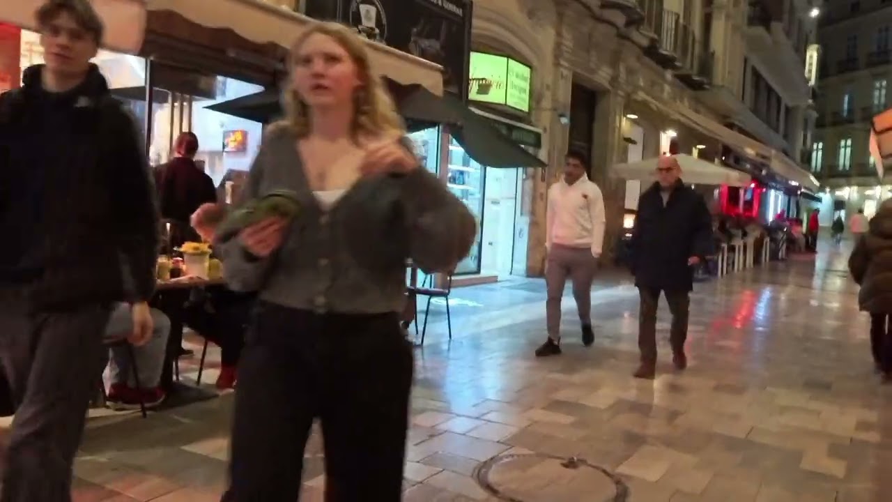 Walking at Night City Centre in Malaga Spain 🇪🇸 