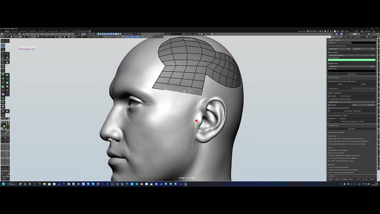 IDA BEST RETOPO TOOLS. Модуль для создание квадовых патчей (Quad Patch Grid )