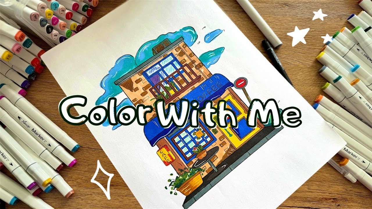 ASMR Color with me | Cozy Coloring for Adults | Coloring & Alcohol Markers