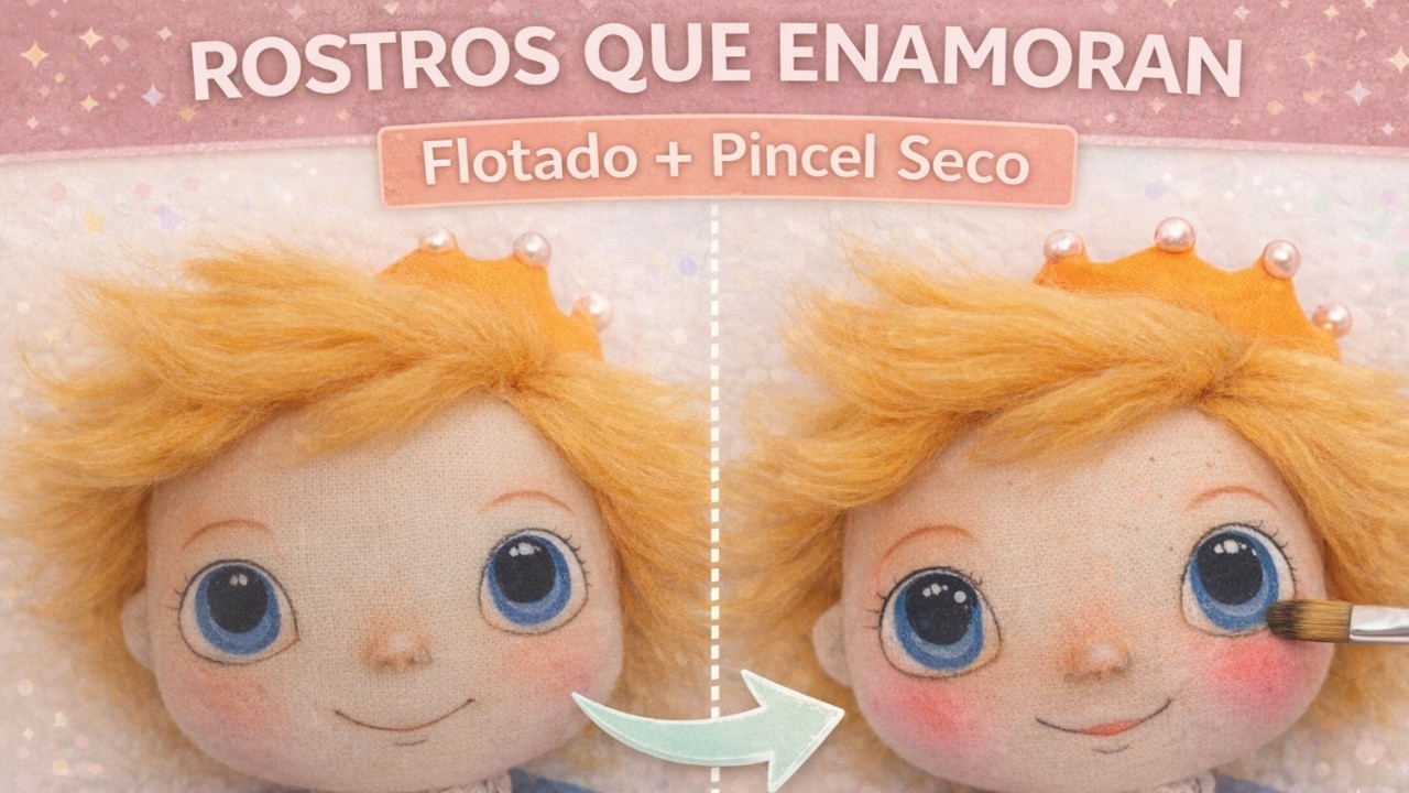Cómo hacer técnica de flotado y pincel seco en tela | Rostros pintados para muñecos