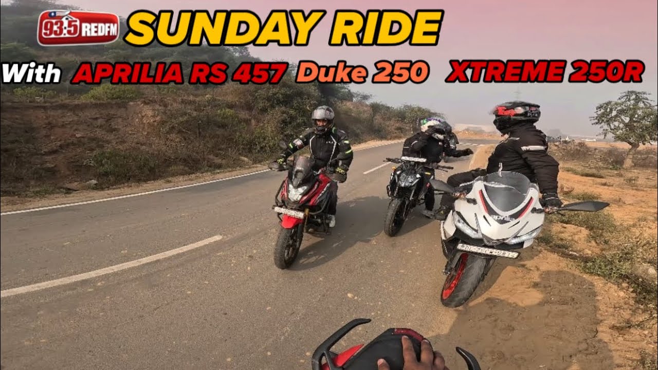 93.5 Red FM Sunday Ride 🏍️ | Aprilia RS 457 vs Duke 250 vs Hero Xtreme 250R | Pure Riding Fun