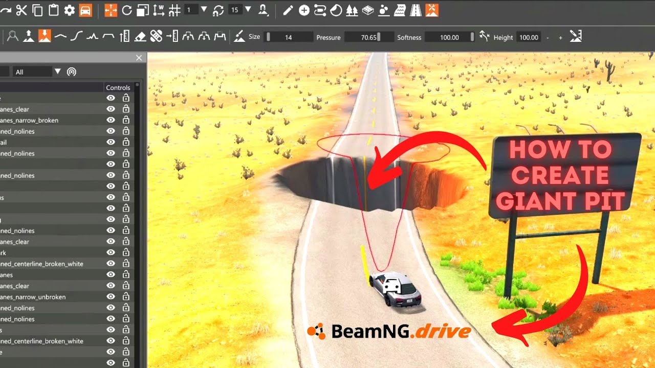 How to create Giant Pit in BeamNG Drive game