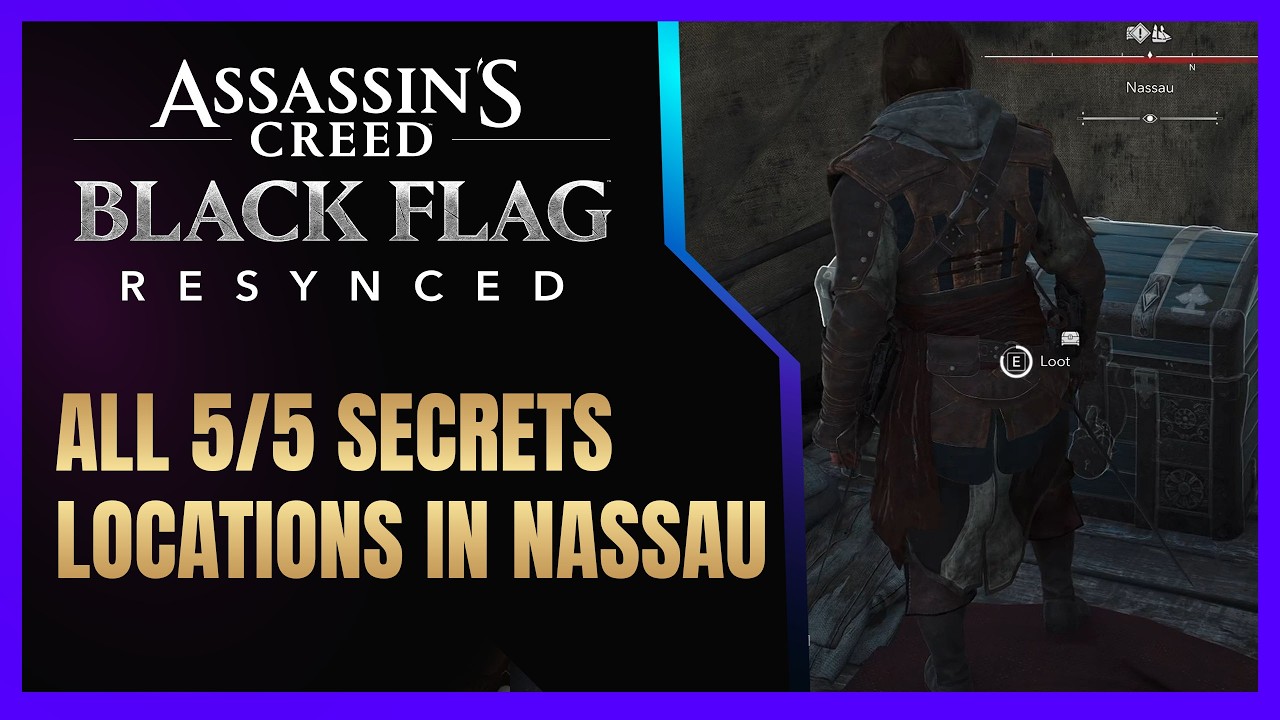 ALL 5/5 SECRETS LOCATIONS IN NASSAU - ASSASSIN'S CREED BLACK FLAG RESYNCED