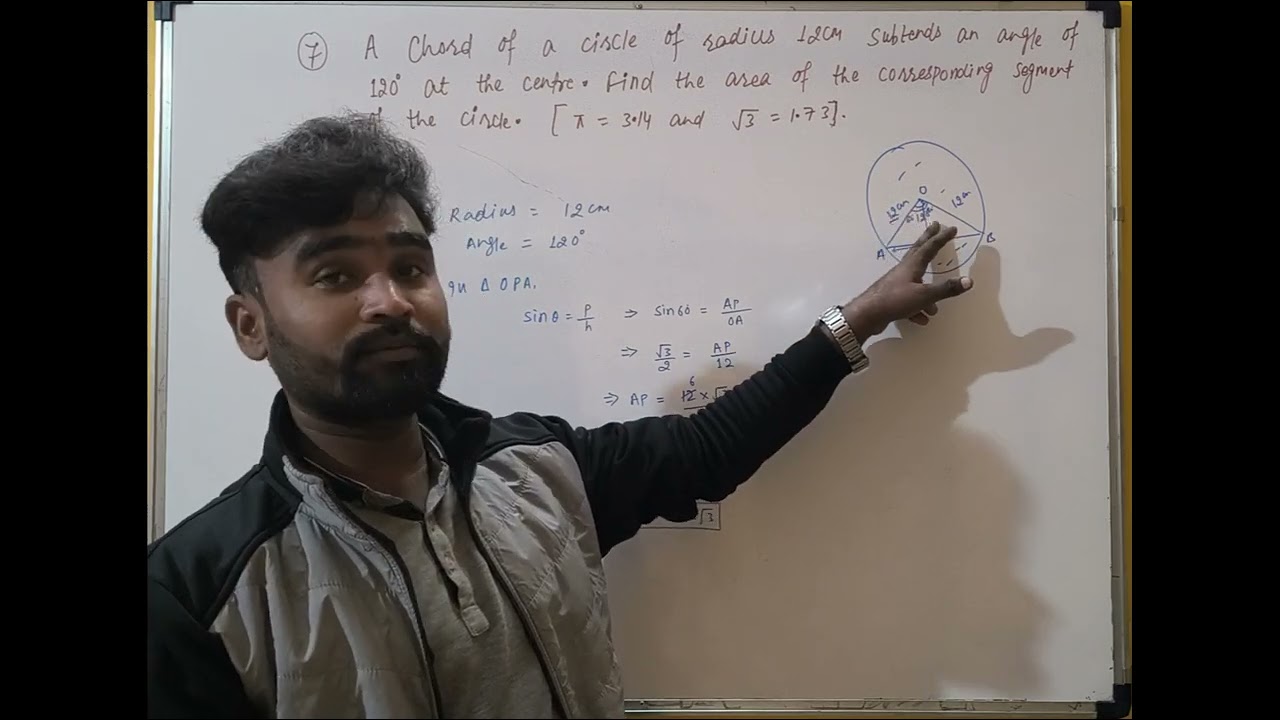 Ex-11.1 Qn. 7 (A chord of a circle of radius 12 cm subtends an angle 120° at the centre.)