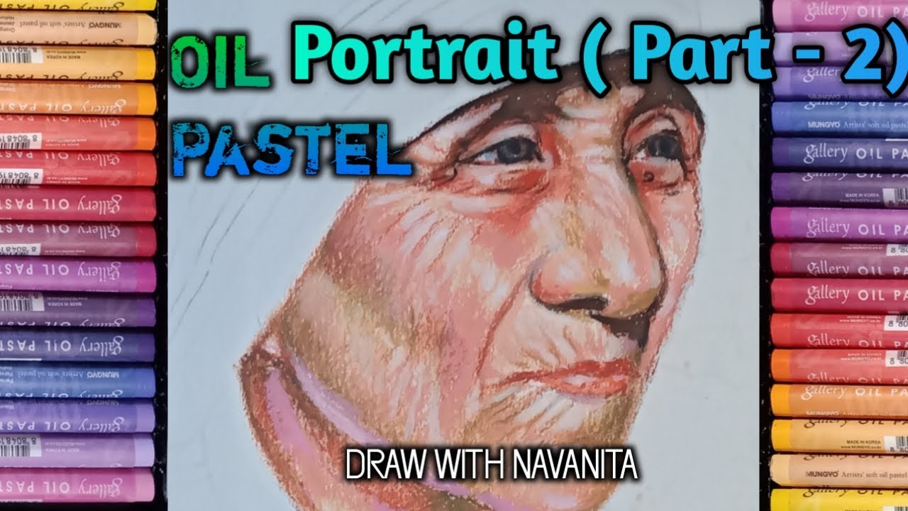 Freehand Portrait Drawing Tutorial (Part-2) with oil pastel/ Online class demo/MotherTeresa drawing