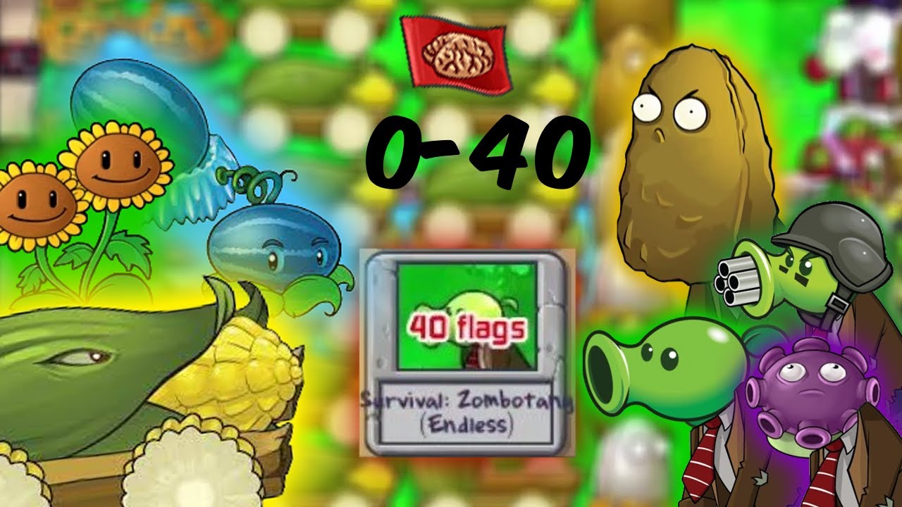 Zombotany Survival Endless 0-40 flags | Plants vs Zombies Expansion