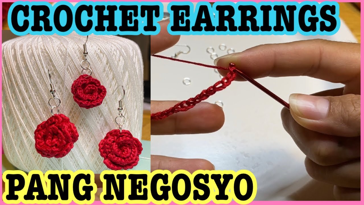CROCHET ROSE EARRINGS NA PWEDE IPANG- NEGOSYO | SOBRANG SIMPLE LANG