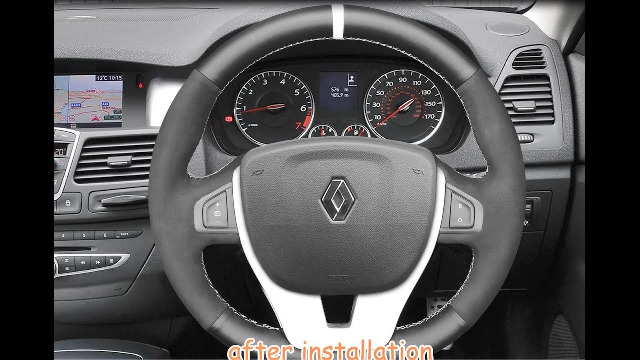 MEWANT-- for Renault Laguna 3 2007-2015 Hand Stitch DIY Steering Wheel Cover Installing