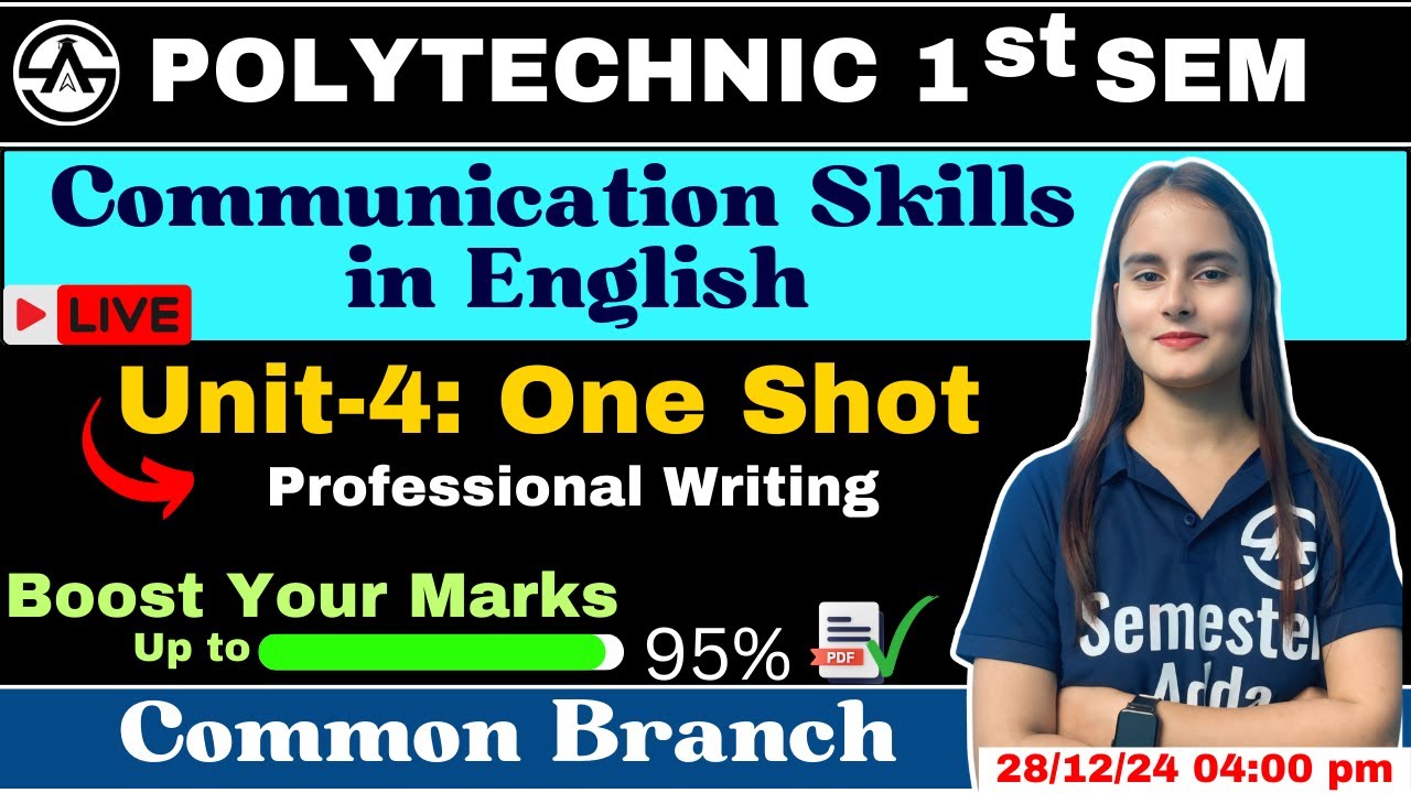 Unit-4 Communication Skills | 18 Marks  Confirmed | One Shot Revision with Important Questions