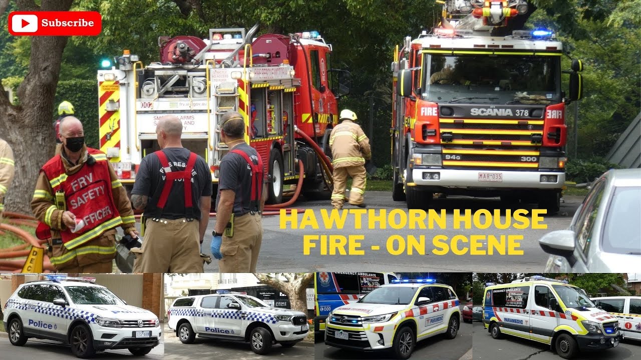 FRV // VICPOL // AV - Multiple Vehicles - On Scene of 2nd Alarm House Fire - Hawthorn