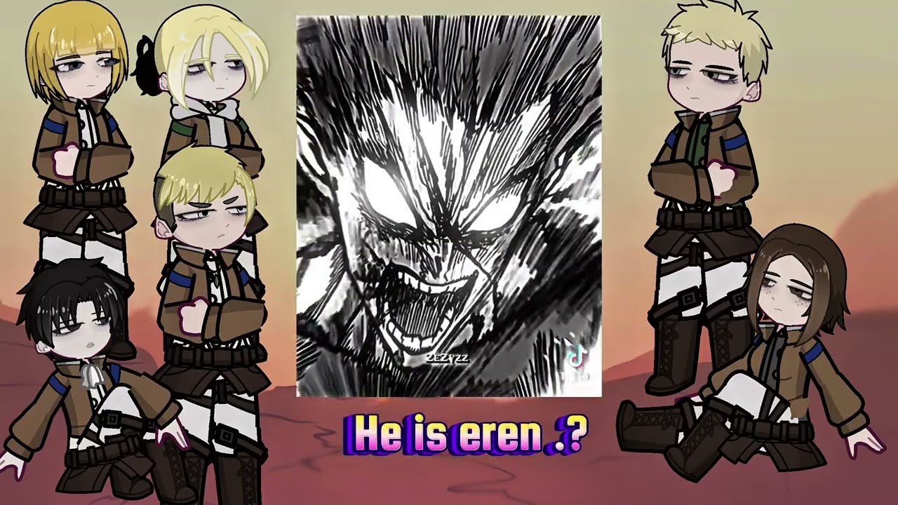 Attack on titan react to eren as garou | one punch man saitama | Gacha life 2
