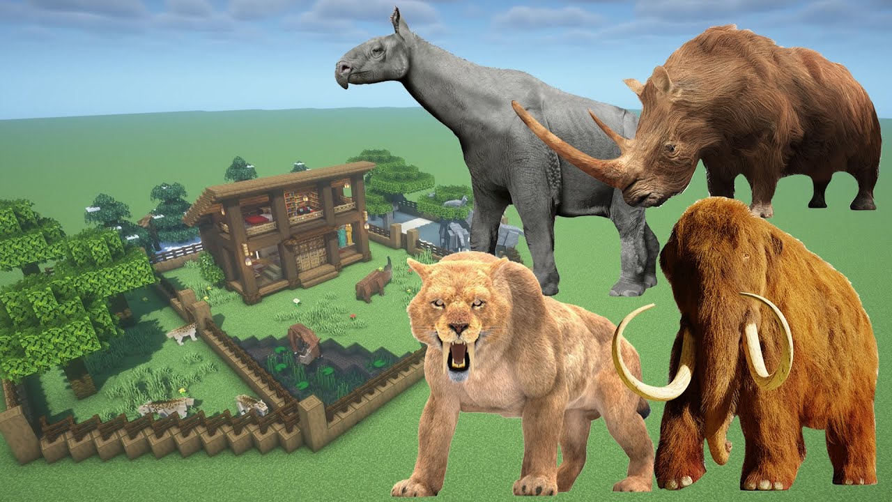 How To Make a Paraceratherium, Woolly Rhinoceros, Mammoth, and Smilodon Farm in Minecraft PE