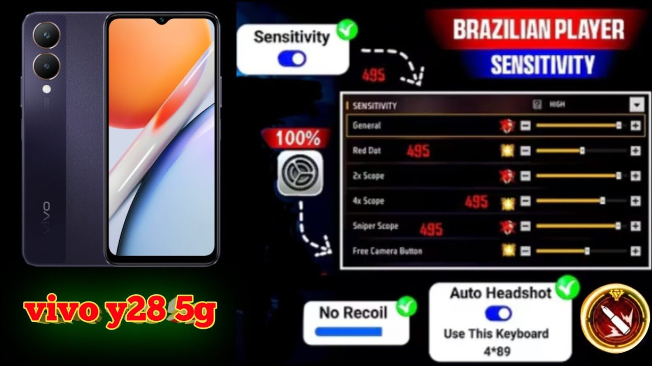 Free Fire Max vivo y28 5g Headshot Setting⚡After Update 2025 || ⚙️ vivo y28 5g Headshot Sensitivity