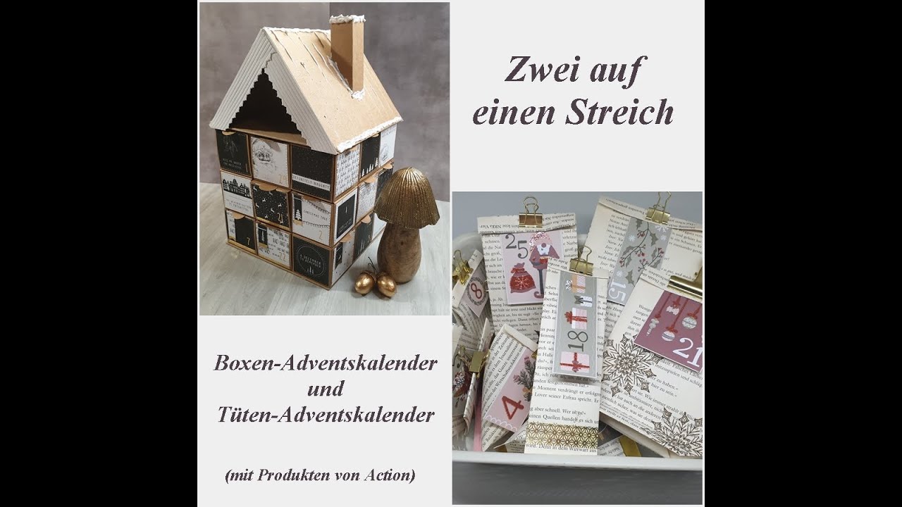 Adventskalender-Haus und Tüten-Adventskalender mit Produkten von #Action , günstig, und einfach