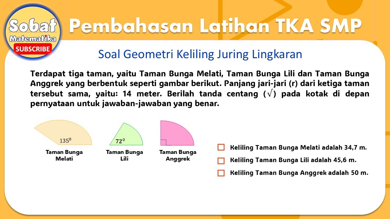 Soal Keliling Juring Lingkaran Pembahasan Latihan TesKemampuanAkademik TKASMP #tkasmp #matematikasmp