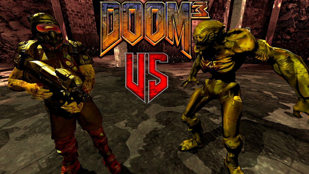 Cinematic Retro Battle | Zombie Machinegunner vs imps | DOOM 3 Monster Infighting