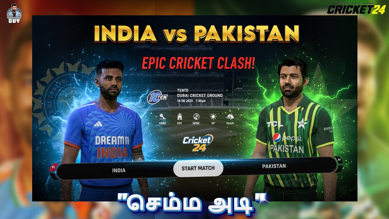 INDIA vs PAKISTAN on Cricket 24| 4K | Batting அசத்தல் 🔥 | 10 OVER MATCH | Gaming Guy - தமிழ்