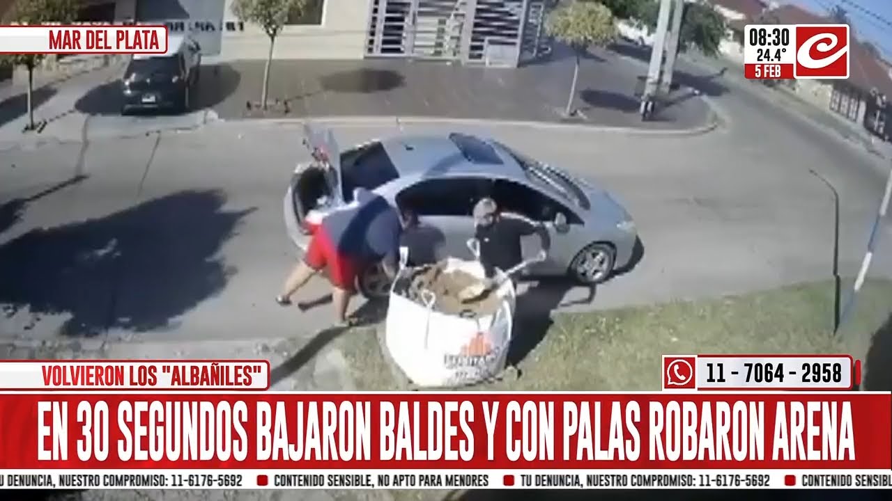 Estacionaron el auto en la vereda... ¡y le robaron arena a su propio vecino!