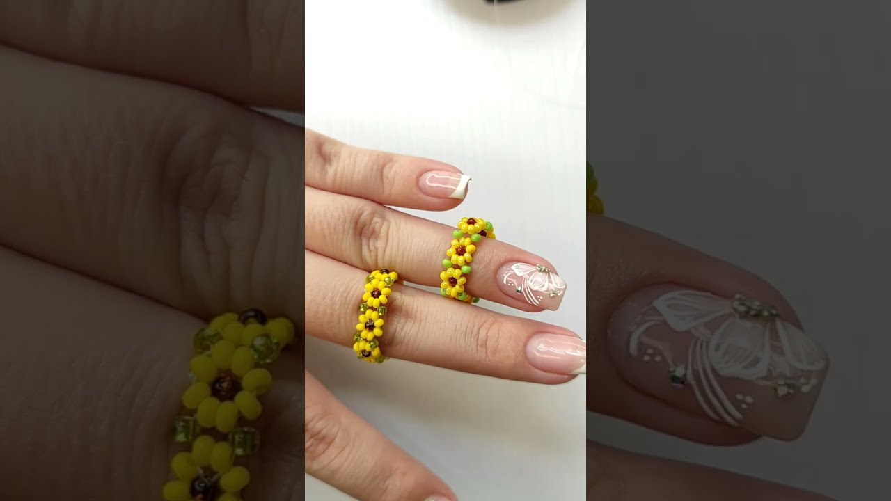 🌻Anillo de girasoles con mostacillas, muy fácil!🌻