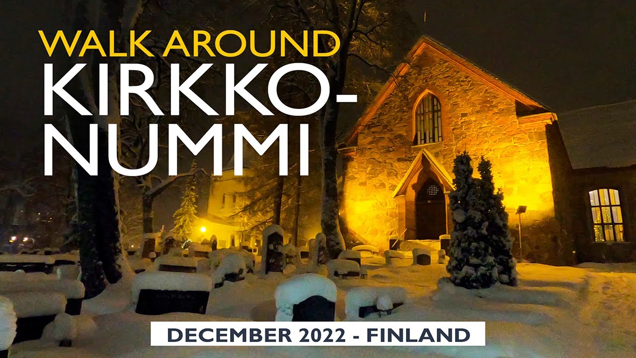 Snowfall Walk around Medieval Kirkkonummi Church, December 2022, Finland [4K]