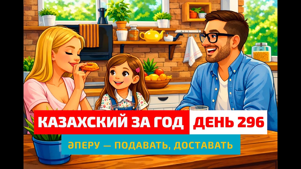 👨‍👩‍👧 День 296 — Уроки вежливости в семье | Глагол әперу | Казахский каждый день