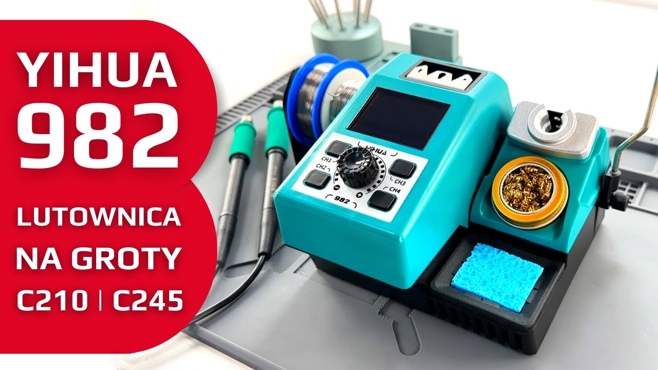 🆕 YIHUA 982  Stacja lutownicza z podajnikiem cyny i dwiema kolbami na groty C210 i C245 | EN, CZ SUB
