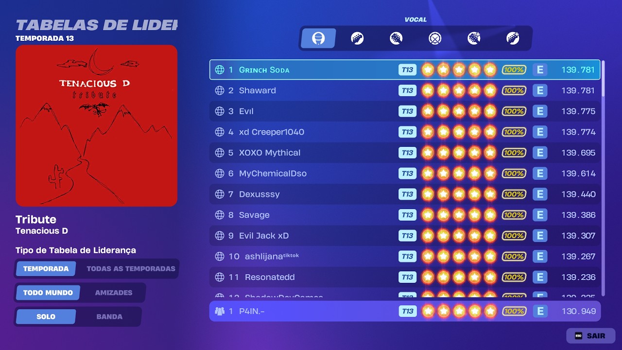 FORTNITE FESTIVAL ( Tribute - Tenacious D ) BASE Expert 100%