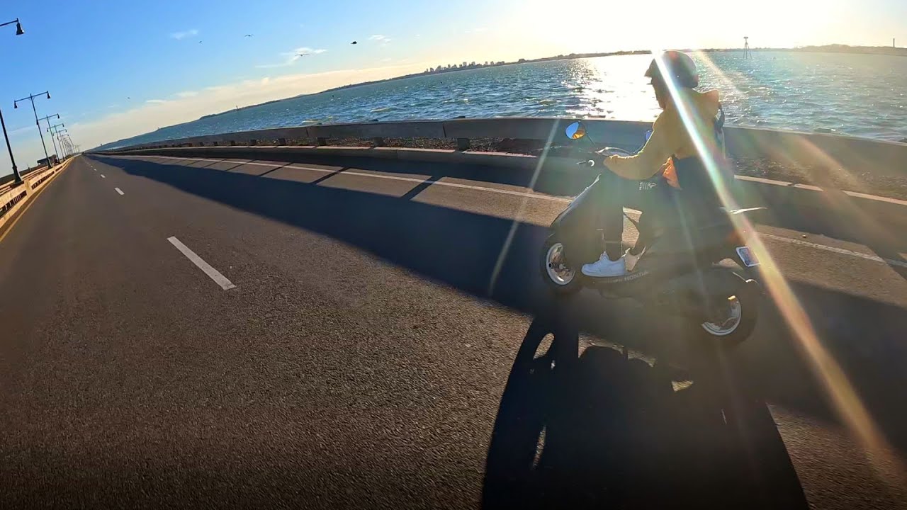 Cruising by the beach on mopeds