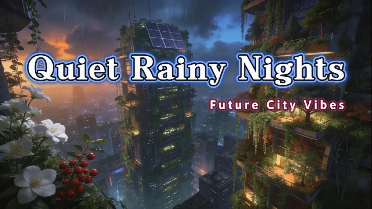 Rainy Future City Nights 🌧️ Solarpunk Metro Ambience for Deep Focus, Work & Relaxation
