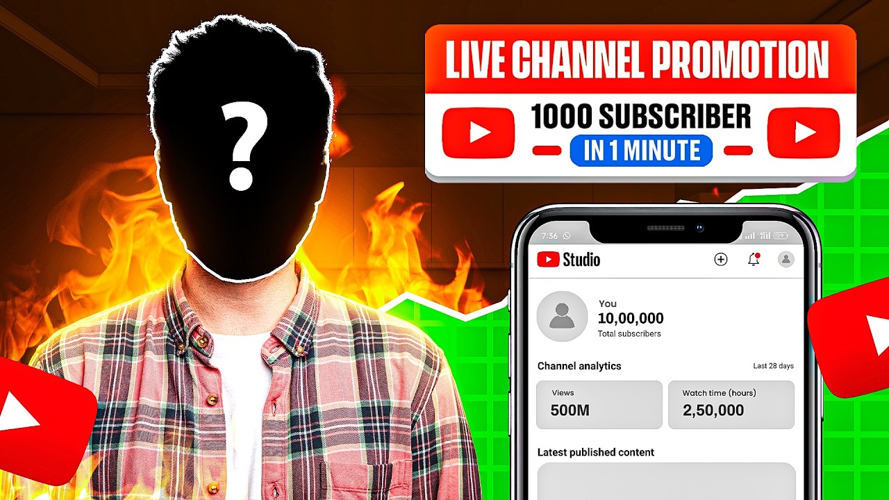 Live YouTube Channel Promotion | 1000 SUBSCRIBERS 2मिनट में #live #livechannelpromotion