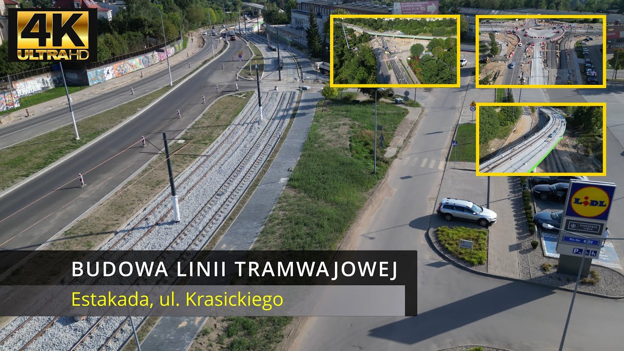 Olsztyn, Budowa Linii Tramwajowej, Estakada, ul Krasickiego - 25 sierpnia | DJI Mini 3 Pro 4K