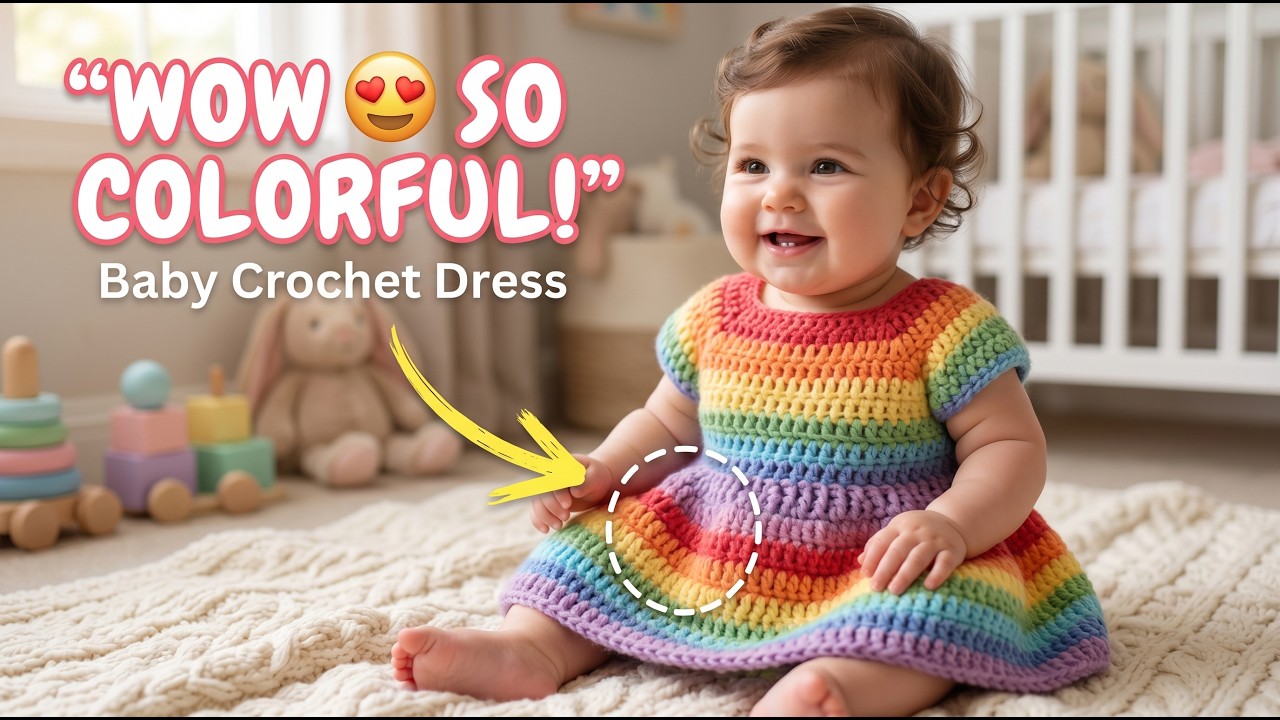50 Beautiful Rainbow & Pastel Daisy Crochet Dresses 🌈🌼 | Handmade Crochet Girls Frock Design Ideas