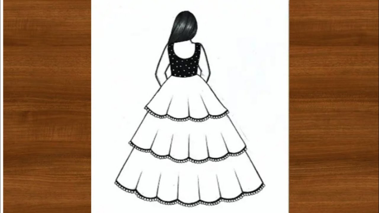 Girl in Beautiful Dress Drawing with Pencil | How to Draw a Girl | Easy Sketch for Beginners
