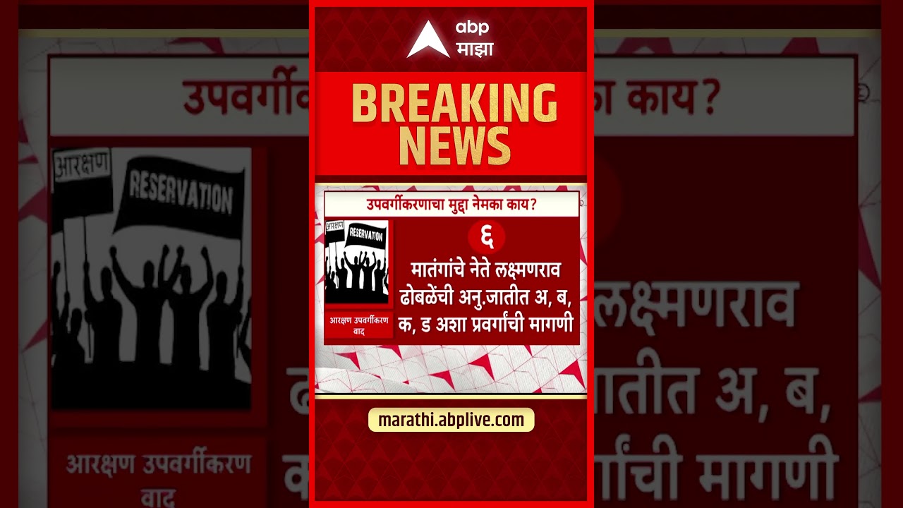 Maharashtra Reservation News : उपवर्गीकरणाचा मुद्दा नेमका काय? | ABP Majha